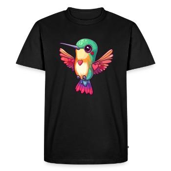 Colibri avec des cœurs - T-shirt Premium bio Homme - noir - Devant - Nico (187cm)