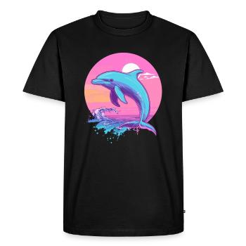 Dolphin at sunset - Men's Premium Organic T-Shirt - black - Front - Nico (187cm)