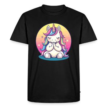 Licorne méditative - T-shirt Premium bio Homme - noir - Devant - Nico (187cm)