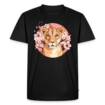 Lioness with flowers - Men's Premium Organic T-Shirt - black - Front - Nico (187cm)