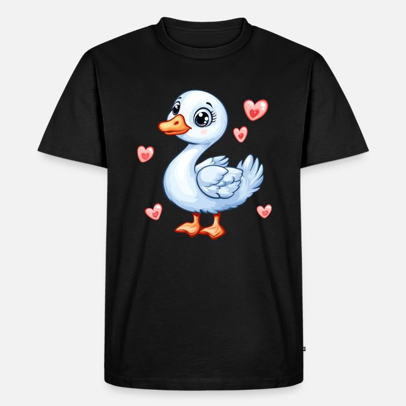 Süße Gans mit Herzen - Männer Premium Bio T-Shirt - Schwarz