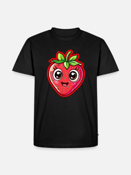Happy Strawberry Face - Men's Premium Organic T-Shirt - black