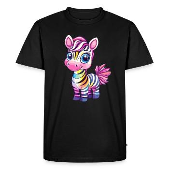 Rainbow Zebra Child Motif - Men's Premium Organic T-Shirt - black - Front - Nico (187cm)