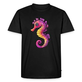 Bande dessinée colorée d’hippocampe - T-shirt Premium bio Homme - noir - Devant - Nico (187cm)