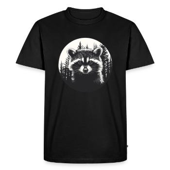 Raccoon in the forest district - Men's Premium Organic T-Shirt - black - Front - Nico (187cm)