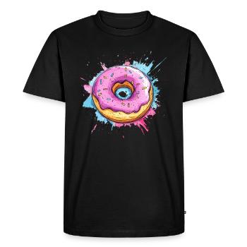 Donut with pink glaze - Men's Premium Organic T-Shirt - black - Front - Nico (187cm)