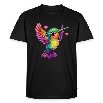 Colibri avec des cœurs - T-shirt Premium bio Homme - noir - Devant - Nico (187cm)