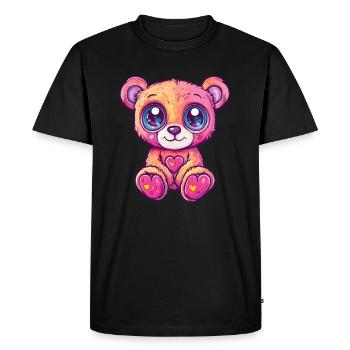 Cuddly bear with heart - Men's Premium Organic T-Shirt - black - Front - Nico (187cm)