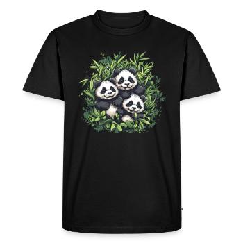 Three pandas in bamboo - Men's Premium Organic T-Shirt - black - Front - Nico (187cm)