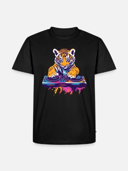 Tigerbaby als DJ - Männer Premium Bio T-Shirt - Schwarz