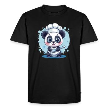 Panda with chef's hat - Men's Premium Organic T-Shirt - black - Front - Nico (187cm)