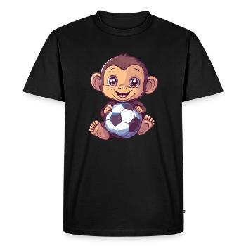 Singe avec ballon de football - T-shirt Premium bio Homme - noir - Devant - Nico (187cm)