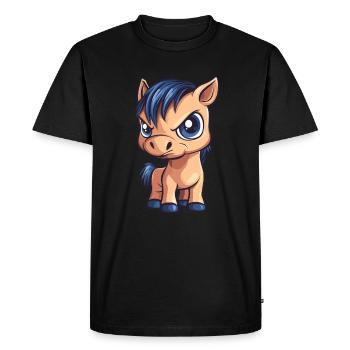 Pony Cartoon - Men's Premium Organic T-Shirt - black - Front - Nico (187cm)