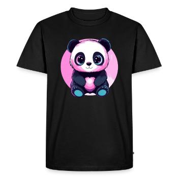 Panda Coeur Rose - T-shirt Premium bio Homme - noir - Devant - Nico (187cm)