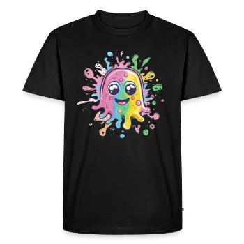 Colorful splash of color with face - Men's Premium Organic T-Shirt - black - Front - Nico (187cm)