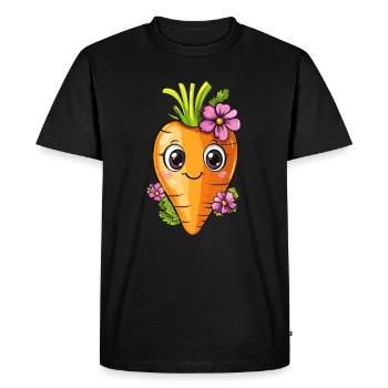 Carotte aux fleurs - T-shirt Premium bio Homme - noir - Devant - Nico (187cm)