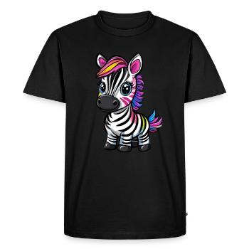 Colorful Striped Zebra - Men's Premium Organic T-Shirt - black - Front - Nico (187cm)