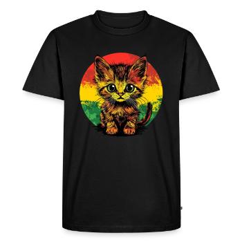 Chat coloré devant le cercle - T-shirt Premium bio Homme - noir - Devant - Nico (187cm)