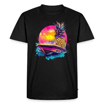 Cool pineapple in the boat - Men's Premium Organic T-Shirt - black - Front - Nico (187cm)