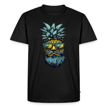 Pineapple with beard - Men's Premium Organic T-Shirt - black - Front - Nico (187cm)
