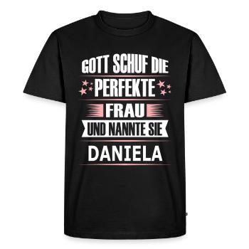 DANIELA - Männer Premium Bio T-Shirt - Schwarz - Vorne - Nico (187cm)