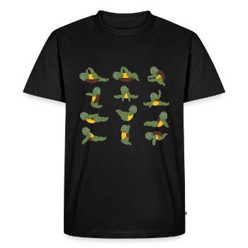 Turtles doing yoga - yoga pillow yoga mat poison - Men's Premium Organic T-Shirt - black - Front - Nico (187cm)