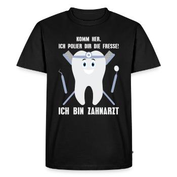 I'm a dentist! I'll polish your face! tooth - Men's Premium Organic T-Shirt - black - Front - Nico (187cm)