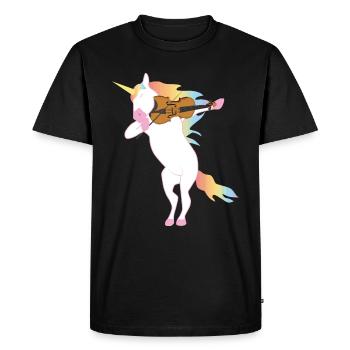 Licorne joue le violon - Orchestre instruments - T-shirt Premium bio Homme - noir - Devant - Nico (187cm)
