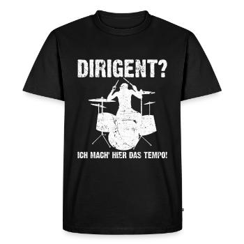 Dirigent - Ich mach hier das Tempo! Schlagzeug - Männer Premium Bio T-Shirt - Schwarz - Vorne - Nico (187cm)