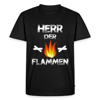 Lord of the Flames - Camping Grillmeister Fire Brigade - Men's Premium Organic T-Shirt - black - Front - Nico (187cm)