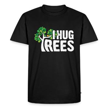 I Hug Trees - Leaves Earth Protection Tree Nature - T-shirt Premium bio Homme - noir - Devant - Nico (187cm)