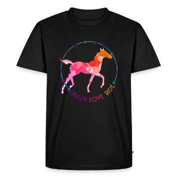Laugh Love Ride Horse Riding Animal Lover Gift - Men's Premium Organic T-Shirt - black - Front - Nico (187cm)