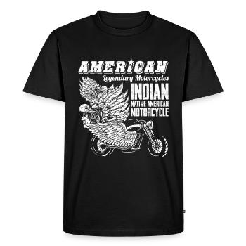 American Legendary Motorcycles Indian Native Biker - T-shirt Premium bio Homme - noir - Devant - Nico (187cm)
