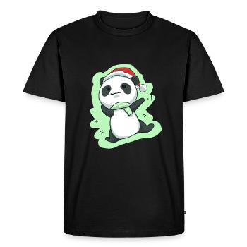 Panda Christmas Panda bear Christmas cute - Men's Premium Organic T-Shirt - black - Front - Nico (187cm)