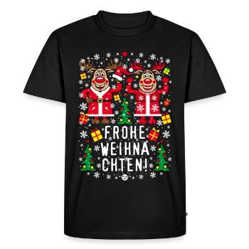 207 Cerf Rudolph Rudolphine Joyeux Noël - T-shirt Premium bio Homme - noir - Devant - Nico (187cm)