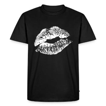 Lèvres blanches - T-shirt Premium bio Homme - noir - Devant - Nico (187cm)