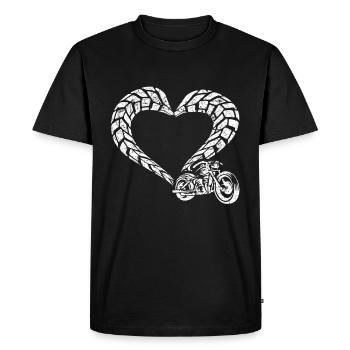 Moto coeur moto - T-shirt Premium bio Homme - noir - Devant - Nico (187cm)