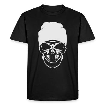 Tête de mort avec casquette hipster crâne noir - T-shirt Premium bio Homme - noir - Devant - Nico (187cm)