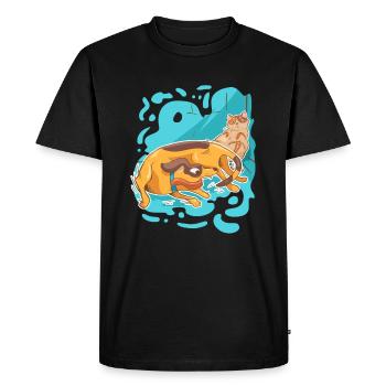 Funny dog fat cat hangover meme gift - Men's Premium Organic T-Shirt - black - Front - Nico (187cm)