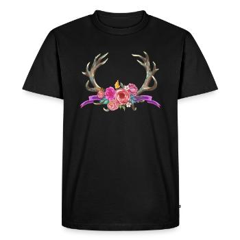 Bouquet de bois de fleurs cadeau Cerf bouquet Bavière - T-shirt Premium bio Homme - noir - Devant - Nico (187cm)