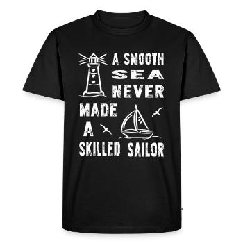 A Smooth Sea never made saying sailor sailing ocean - Men's Premium Organic T-Shirt - black - Front - Nico (187cm)