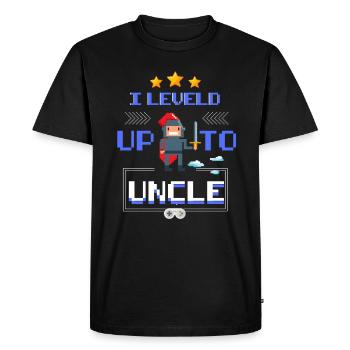 I leveld up to Uncle - I will uncle gift - Men's Premium Organic T-Shirt - black - Front - Nico (187cm)