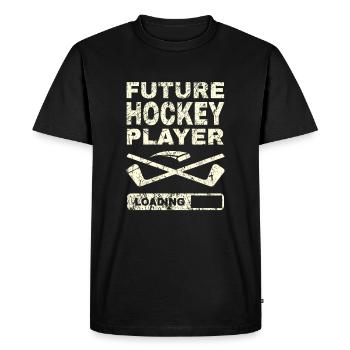 Bâton de mère de grossesse pour futur joueur de hockey - T-shirt Premium bio Homme - noir - Devant - Nico (187cm)