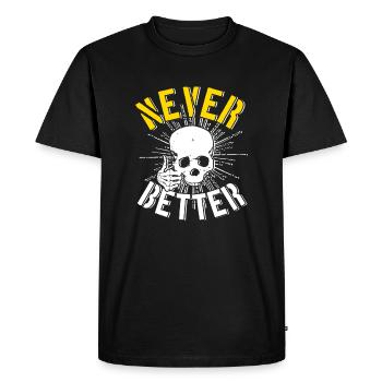 Never Better Thumbs Up Skeleton Skull - Men's Premium Organic T-Shirt - black - Front - Nico (187cm)