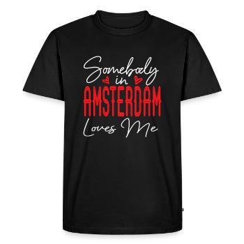 Somebody In Amsterdam Loves Me Netherlands Partner - Men's Premium Organic T-Shirt - black - Front - Nico (187cm)