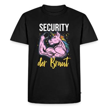 Security of the Bride Unicorn JGA Security Service - Men's Premium Organic T-Shirt - black - Front - Nico (187cm)