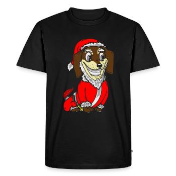 Cadeau de chiot costume de Noël teckel - T-shirt Premium bio Homme - noir - Devant - Nico (187cm)