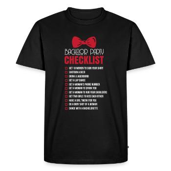 Bachelor check-list - T-shirt Premium bio Homme - noir - Devant - Nico (187cm)
