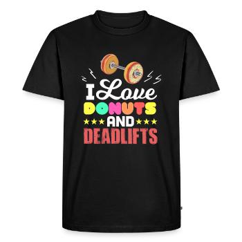 I Love Donuts And Deadlifts - Men's Premium Organic T-Shirt - black - Front - Nico (187cm)
