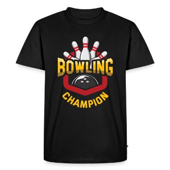 Bowling champion ball pins quilles cônes - T-shirt Premium bio Homme - noir - Devant - Nico (187cm)